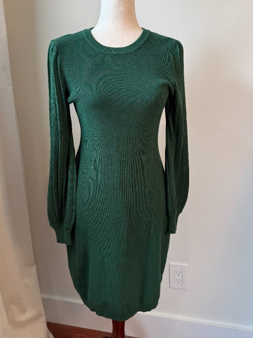 Nine Leonard Balloon Sleeve Sweater Dress size large dark green